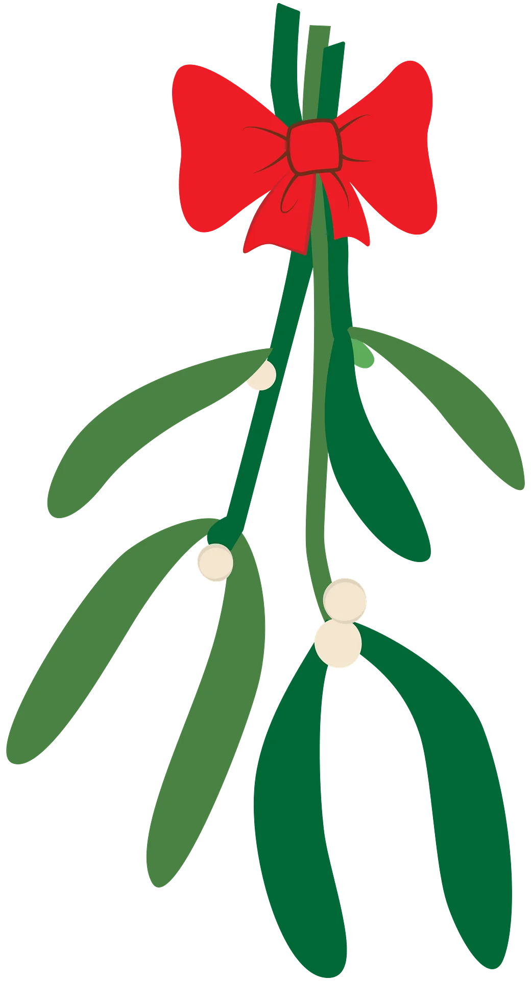 Festive Christmas Mistletoe Clipart with Emerald Green Leaves and Bold Red Bow