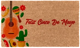 Festive Cinco de Mayo Celebration Clipart with Guitar, Flowers, and Cactus