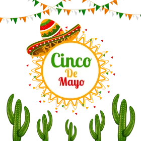 Festive Cinco de Mayo Celebration Clipart with Sombrero and Cactus Design