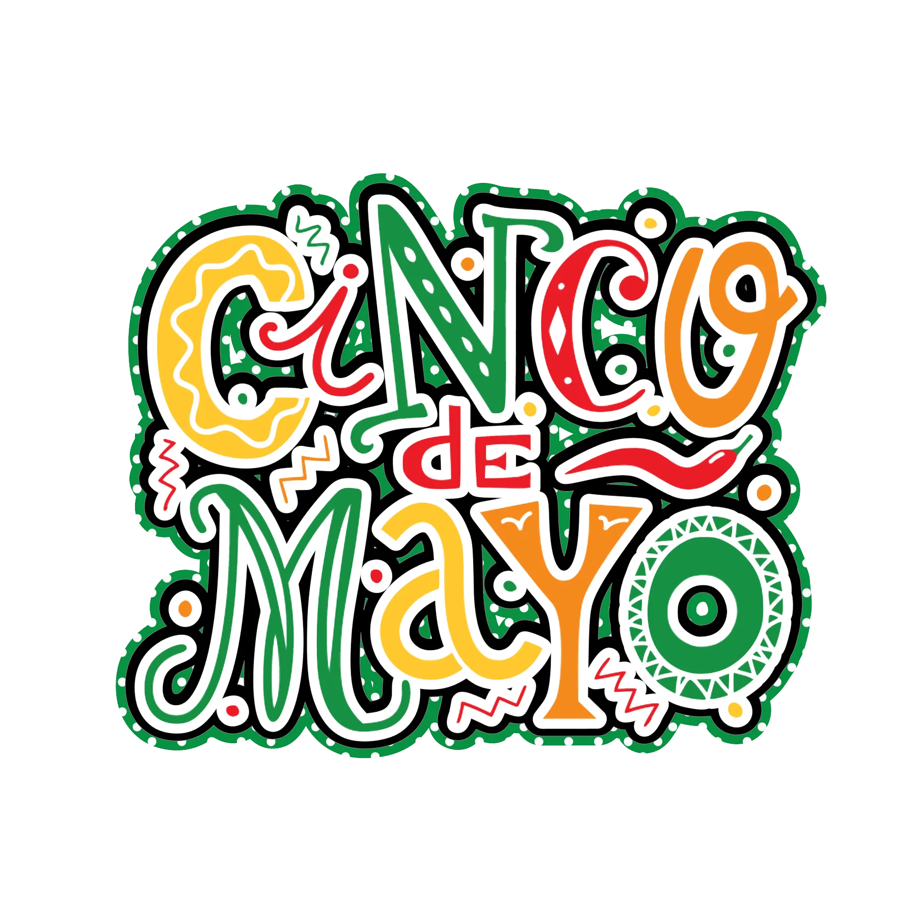 Festive Hand-Lettered Cinco de Mayo Celebration Clipart Design