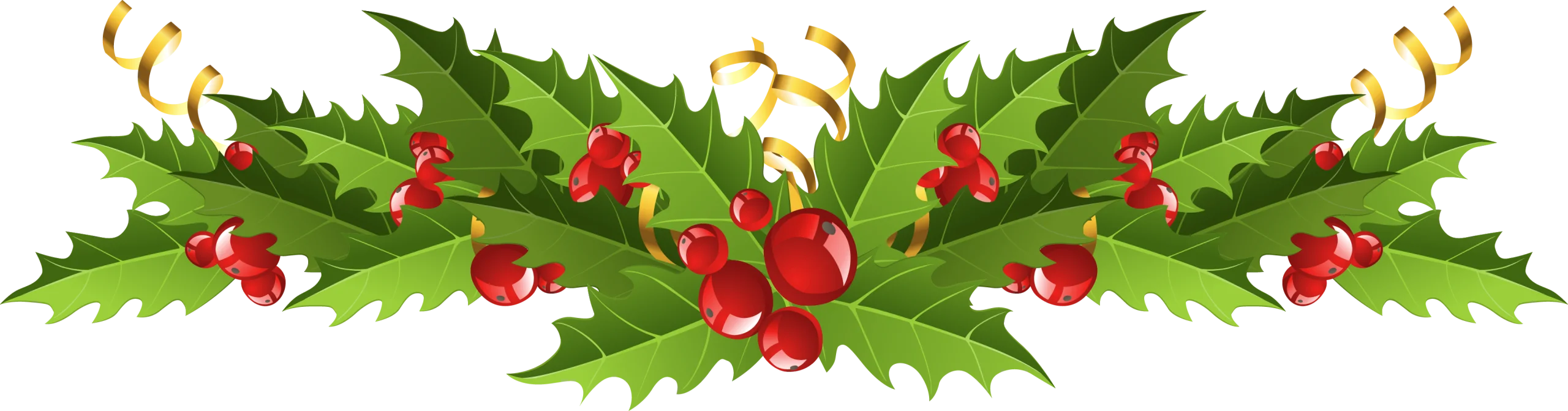 Festive Holly and Berries Christmas Decoration Clipart Illustration