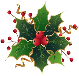 Festive Holly and Berries Christmas Decorative Seasonal Clipart Design