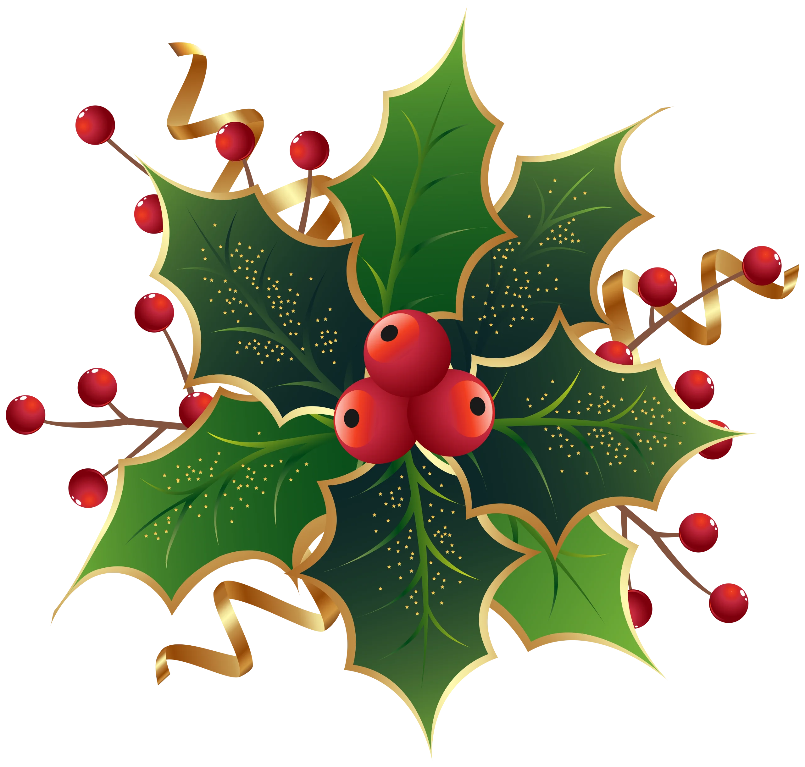 Festive Holly and Berries Christmas Decorative Seasonal Clipart Design