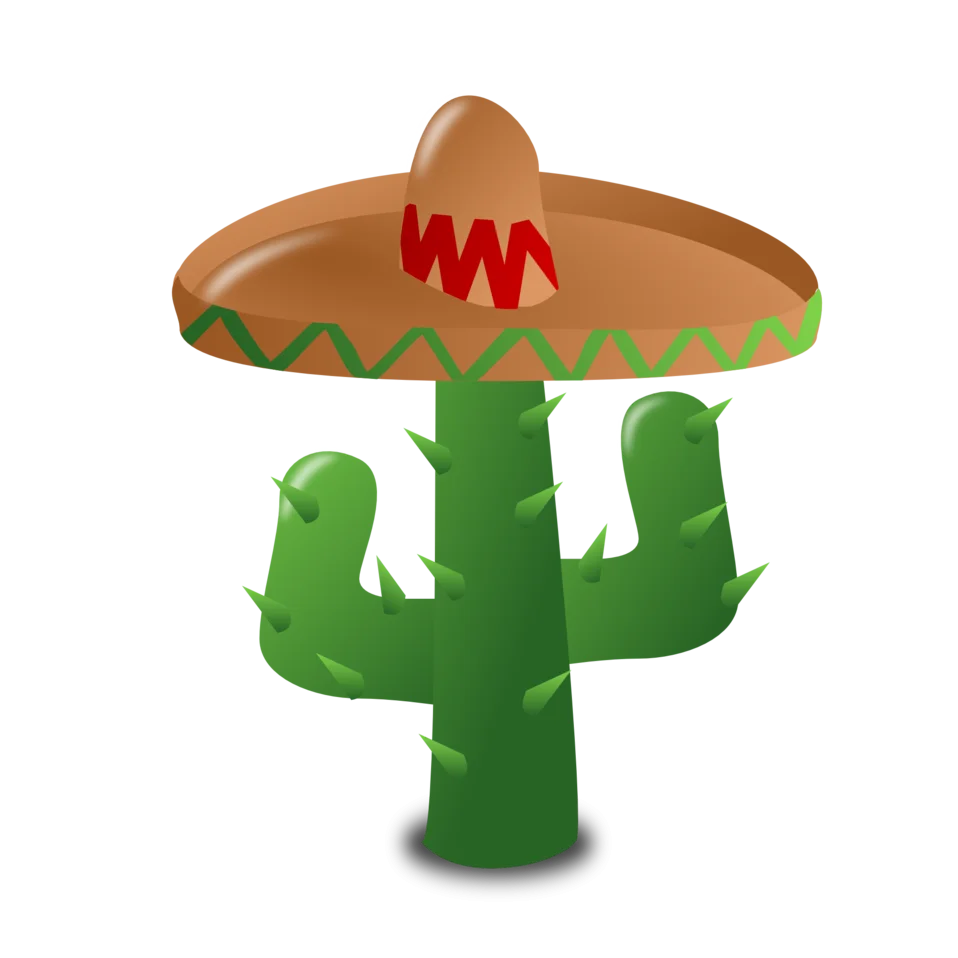 Festive Mexican Cactus Wearing Sombrero - Cinco de Mayo Themed Clipart Design