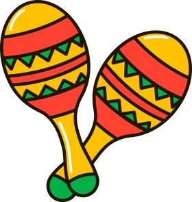 Festive Mexican Maracas Clipart - Traditional Musical Percussion Instruments