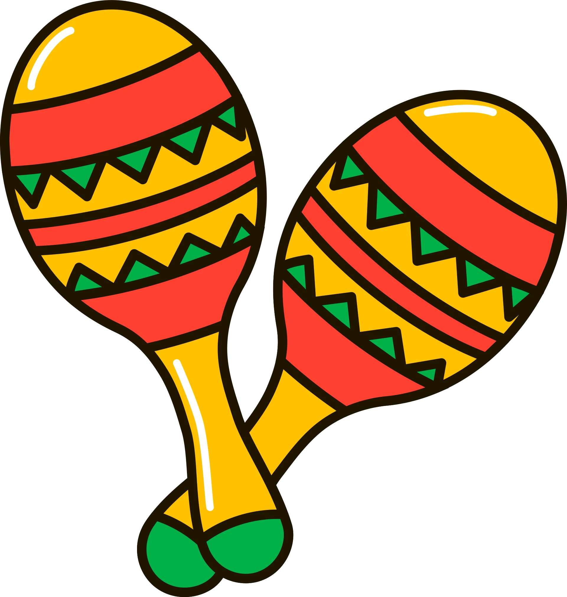Festive Mexican Maracas Clipart - Traditional Musical Percussion Instruments
