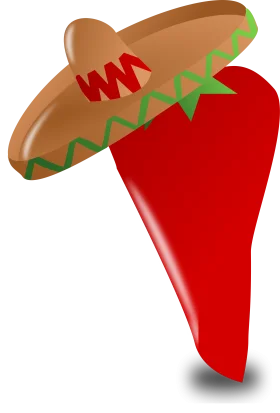 Festive Mexican Red Chili Pepper Wearing Sombrero Clipart Design