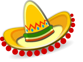 Festive Mexican Sombrero Clipart Illustration with Decorative Pom-Pom Border