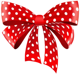 Festive Red Polka Dot Bow Clipart - Classic Decorative Ribbon Graphic Design