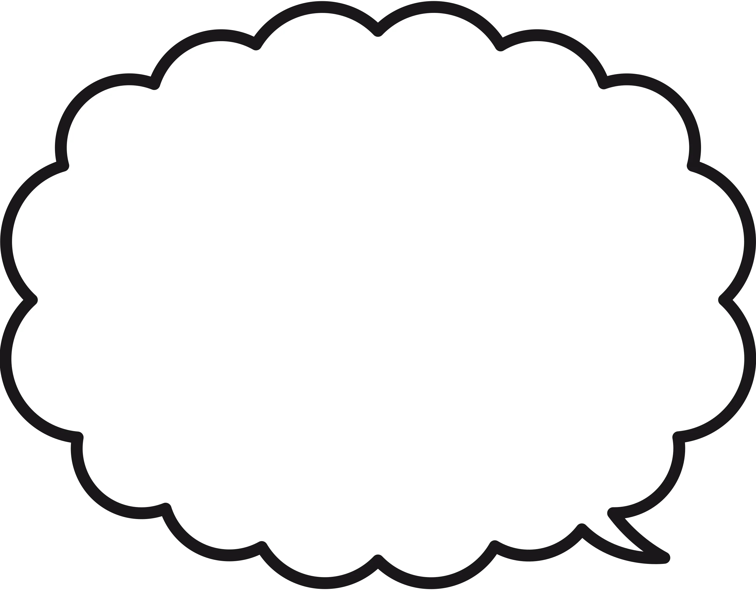 Fluffy Cloud-Shaped Speech Bubble Outline Clipart for Creative Designs