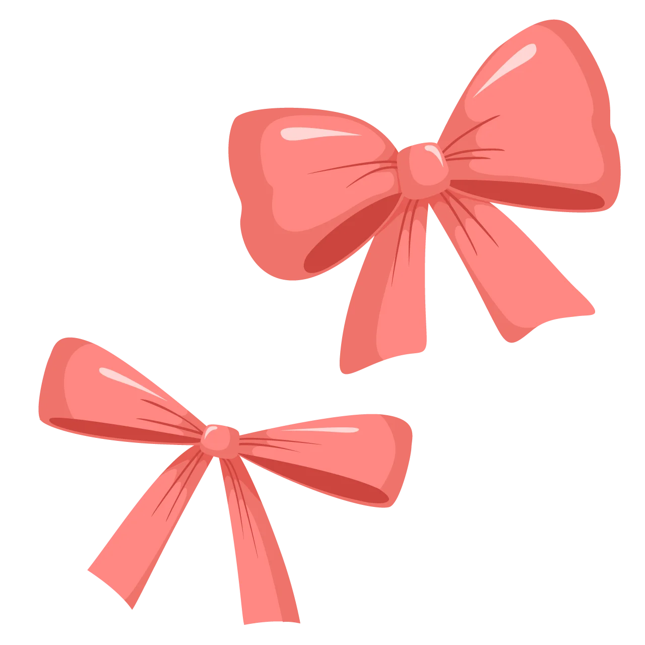 Graceful Coral Pink Bow Clipart: Elegant Decorative Ribbon Graphics