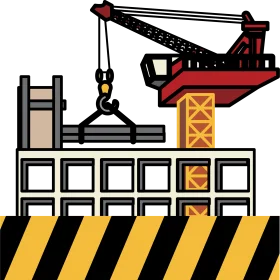 Industrial Construction Site Crane and Building Structural Clipart Design