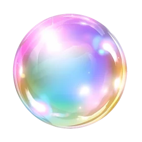Iridescent Translucent Soap Bubble Clipart with Soft Pastel Color Gradient