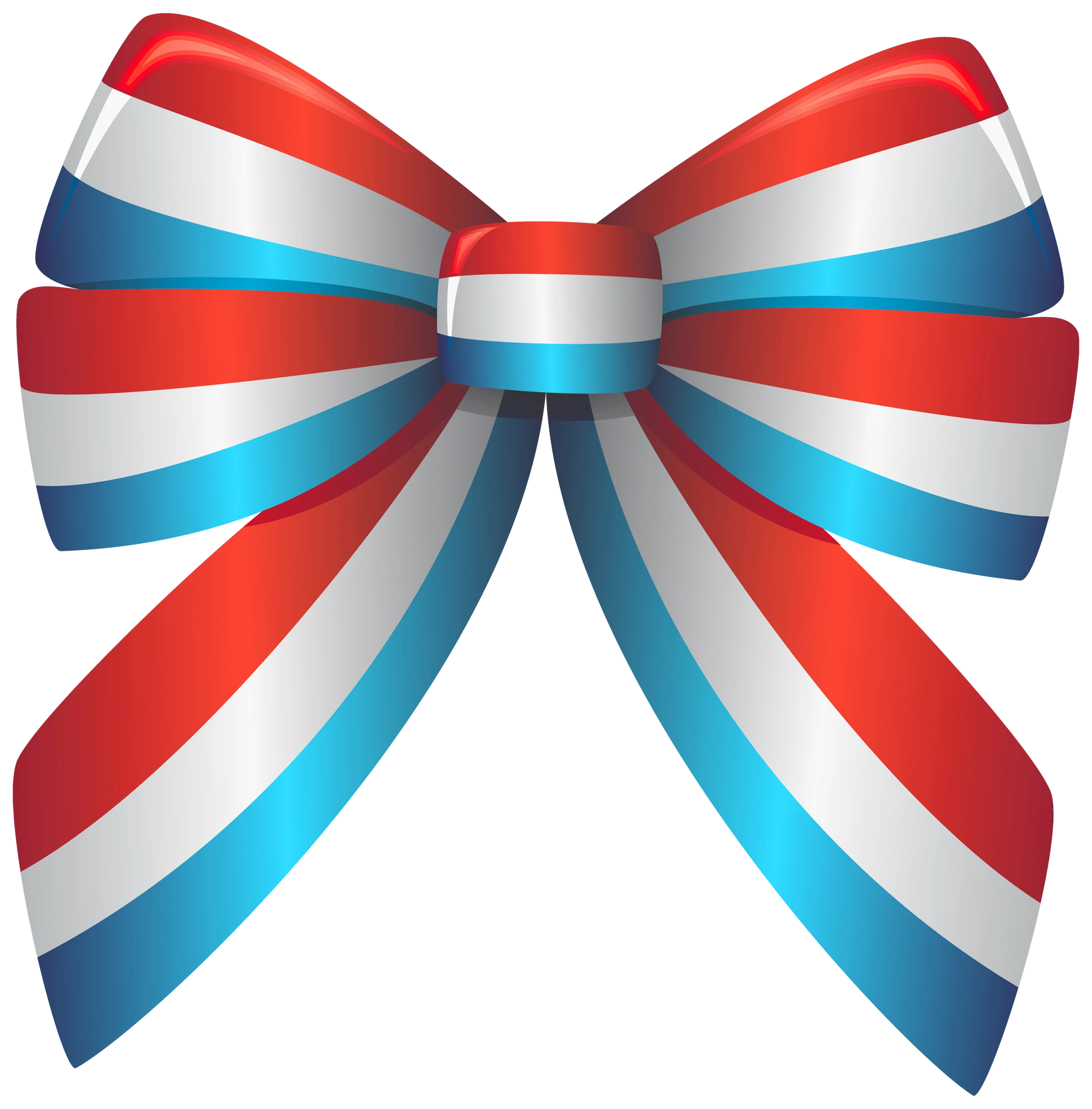 Patriotic Bow Clipart with Red, White, and Blue Striped Decorative Ribbon