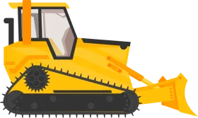 Powerful Yellow Tracked Bulldozer Construction Clipart Illustration