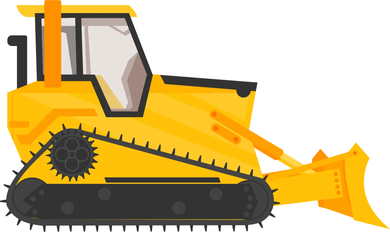 Powerful Yellow Tracked Bulldozer Construction Clipart Illustration