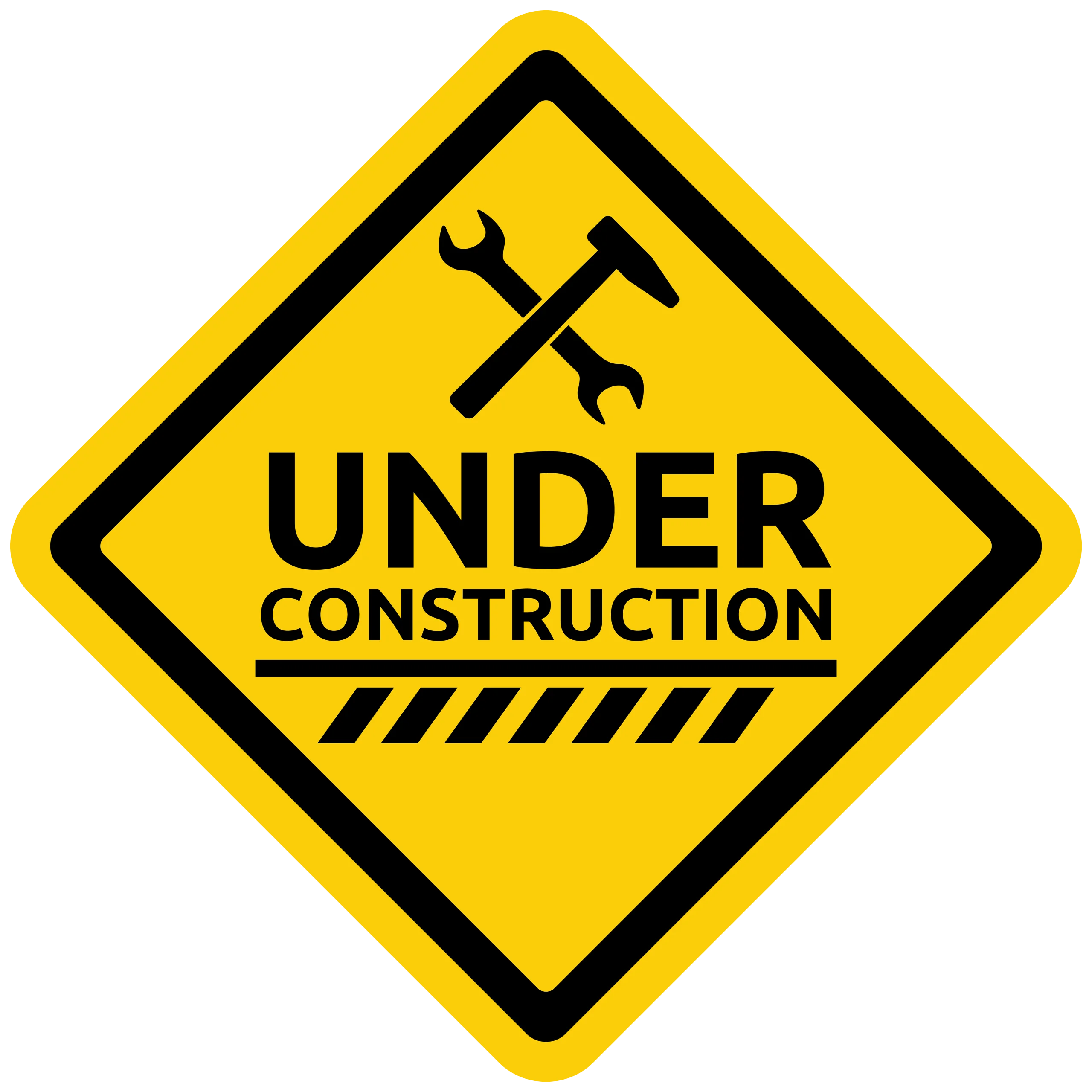 Professional Geometric Under Construction Warning Clipart Sign Design