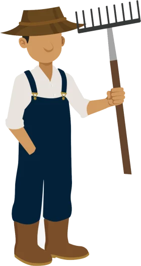 Rustic Farmer Clipart Illustration: Traditional Agriculture Worker with Rake