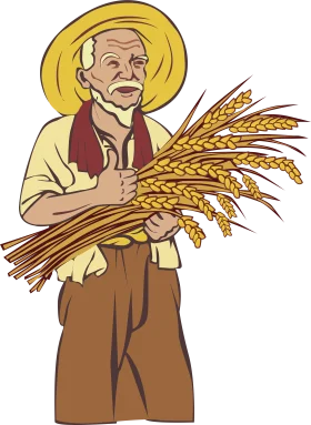 Rustic Farmer Clipart Showcasing Traditional Wheat Harvest Artwork