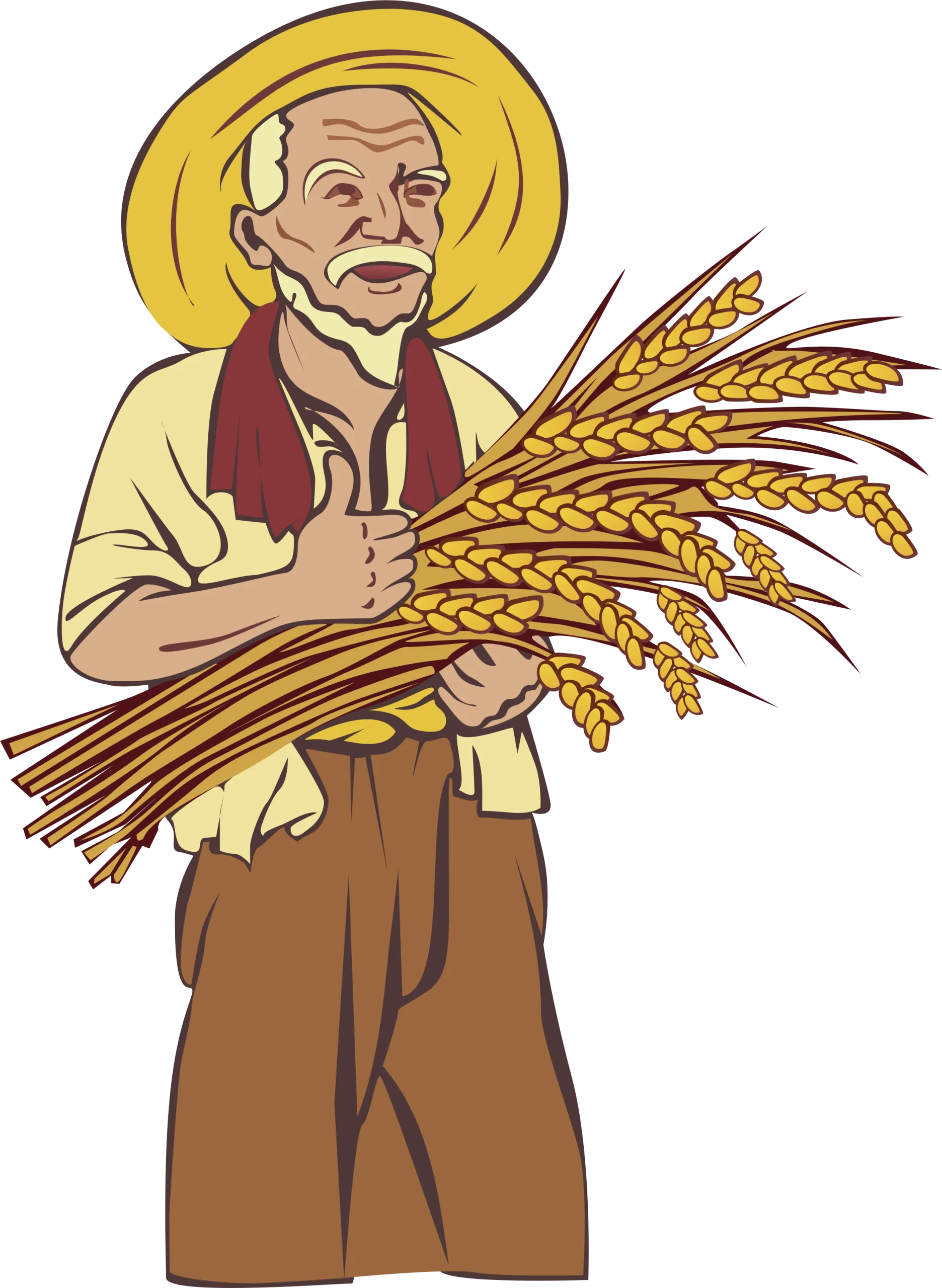Rustic Farmer Clipart Showcasing Traditional Wheat Harvest Artwork