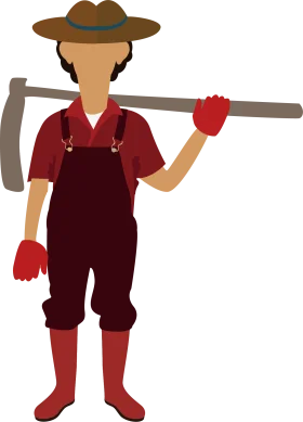 Rustic Farmer with Pickaxe and Gloves - Agricultural Profession Clipart Design