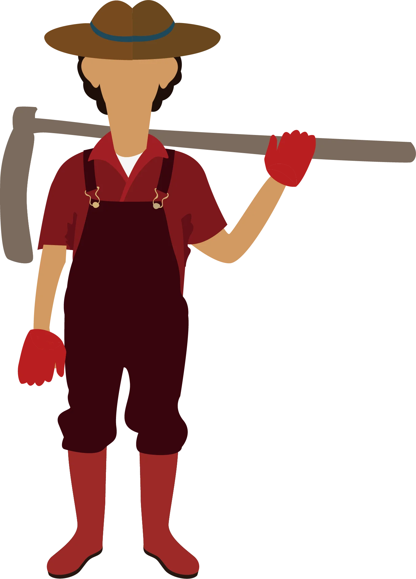 Rustic Farmer with Pickaxe and Gloves - Agricultural Profession Clipart Design