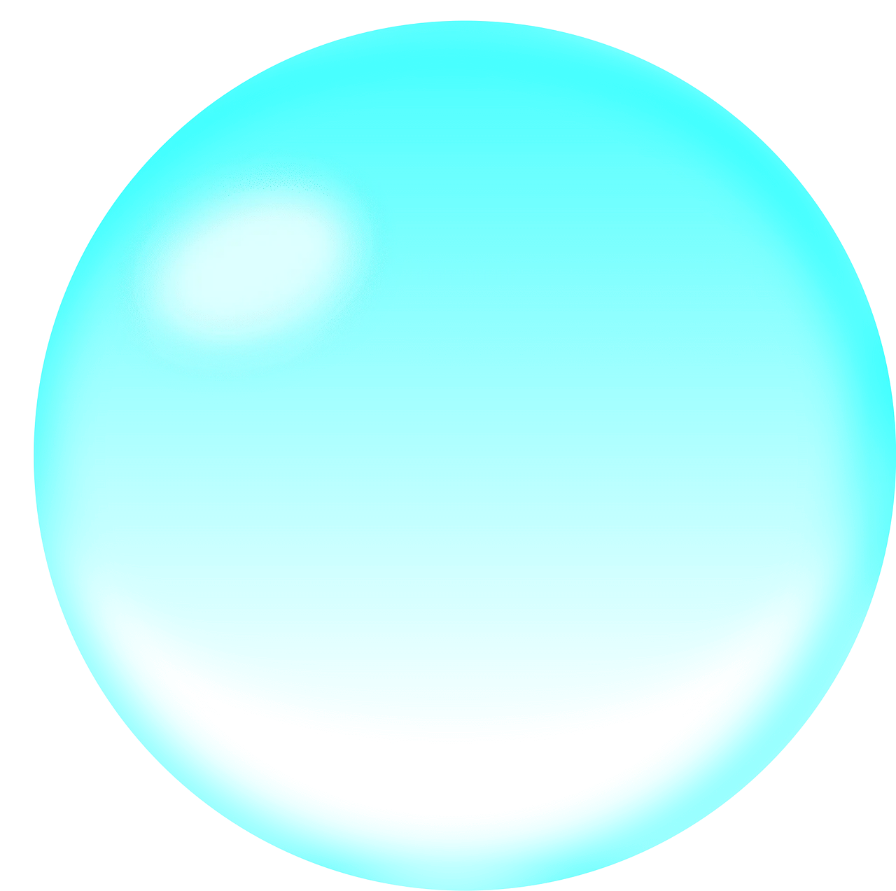 Serene Aqua Blue Translucent Bubble Clipart with Soft Luminescent Glow