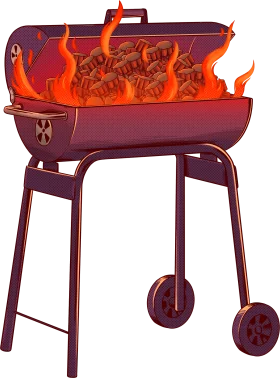 Sizzling Barbecue Flames Burning Bright on Classic Outdoor Grill Clipart Design