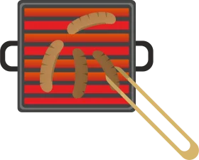 Sizzling Sausages on Striped Grill Clipart: Culinary Cooking Illustration