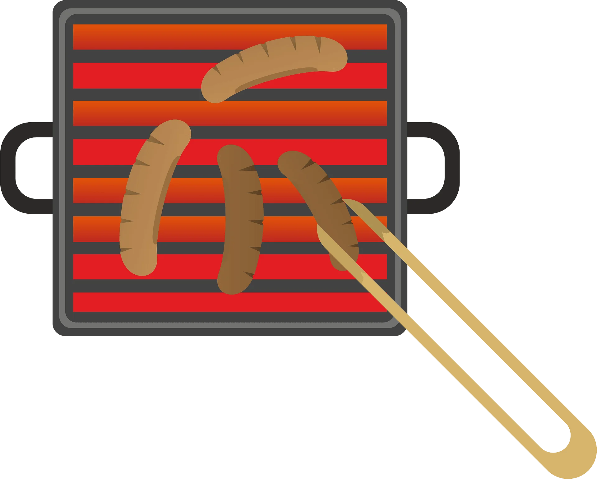 Sizzling Sausages on Striped Grill Clipart: Culinary Cooking Illustration