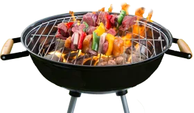 Sizzling Summer BBQ Grill Clipart: Colorful Skewers Dancing on Flames