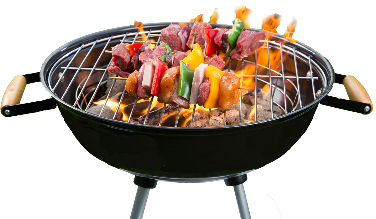 Sizzling Summer BBQ Grill Clipart: Colorful Skewers Dancing on Flames