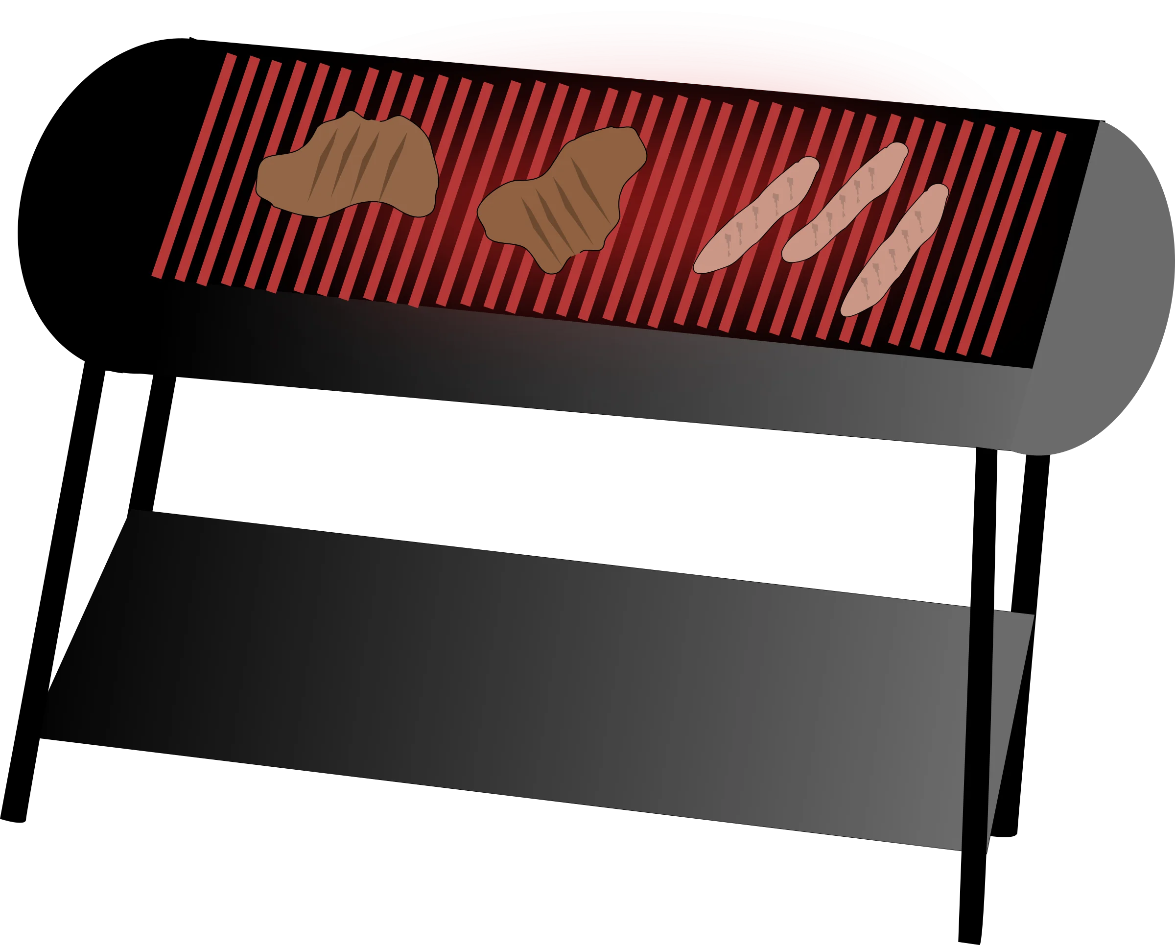 Sleek Black Barbecue Grill Clipart with Minimalist Side Table Design