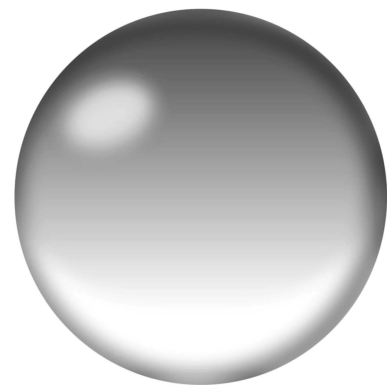 Soft Monochromatic Glass Sphere Clipart with Subtle Highlights and Smooth Gradient