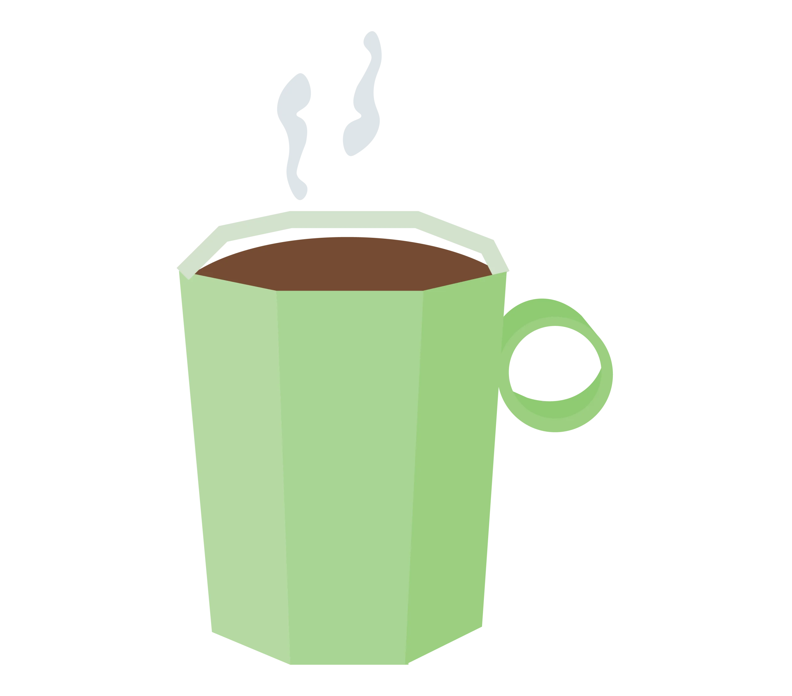 Soft Pastel Green Hot Chocolate Clipart with Steamy Whimsy