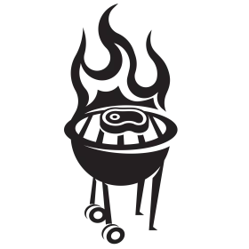 Stylized Outdoor Barbecue Grill Clipart with Flame and Cooking Surface