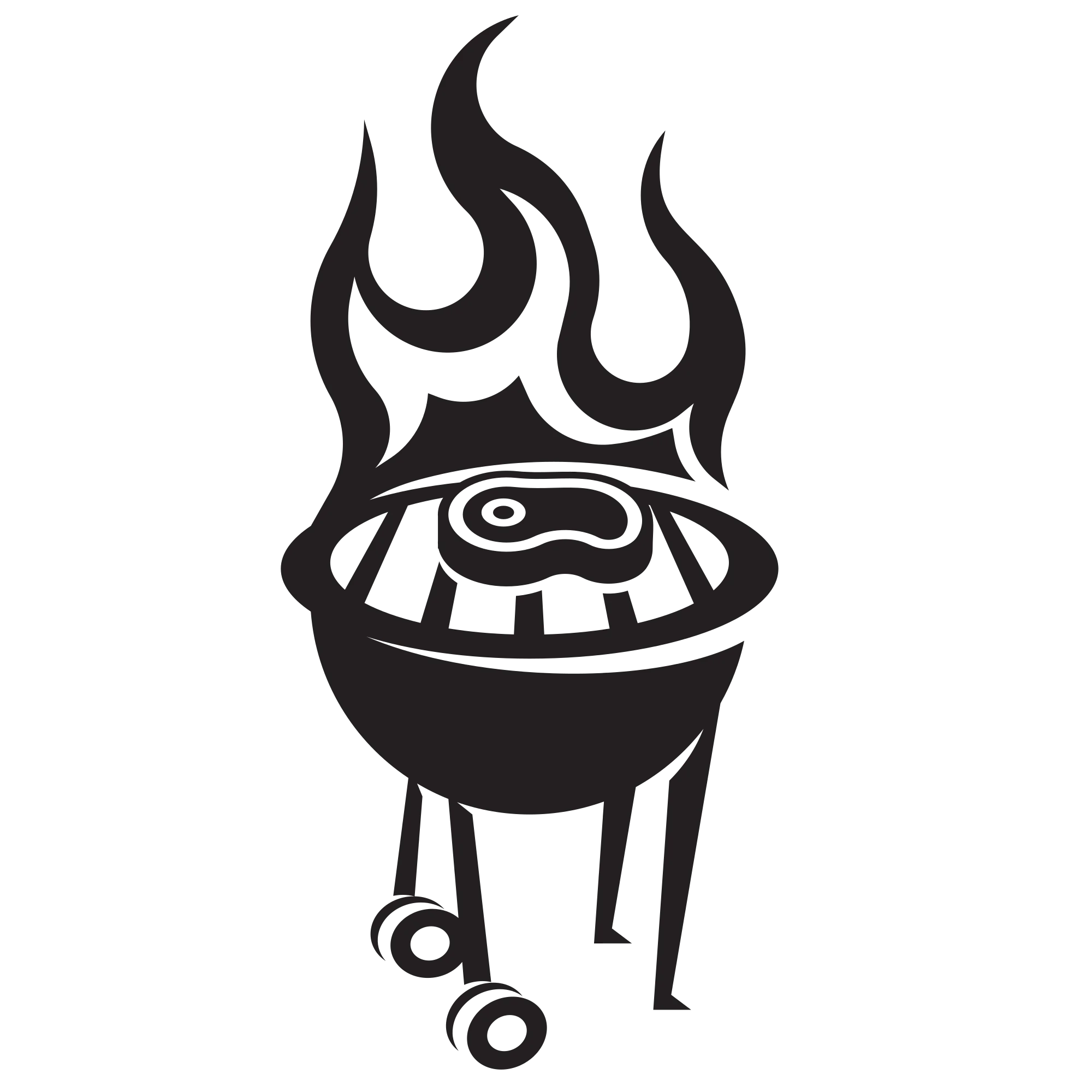 Stylized Outdoor Barbecue Grill Clipart with Flame and Cooking Surface