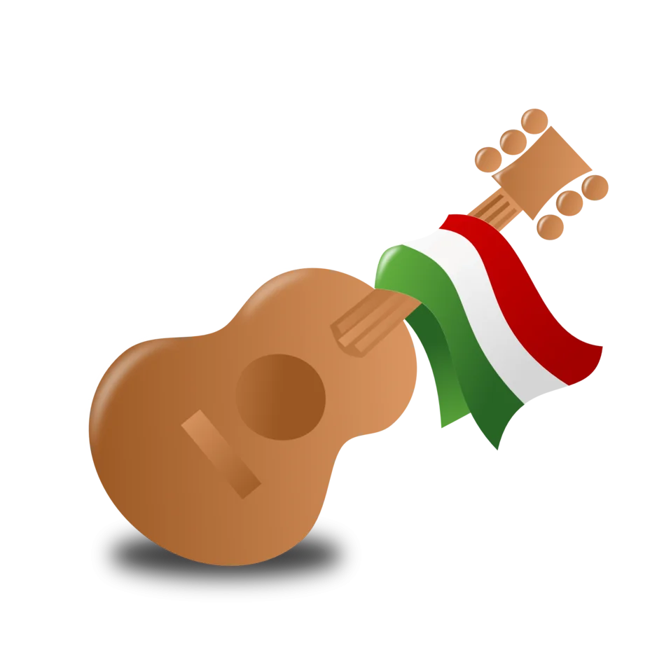 Traditional Acoustic Guitar with Mexican Flag Colors Cinco de Mayo Clipart Design