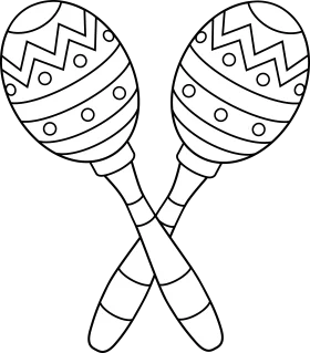 Traditional Mexican Maracas Clipart - Festive Musical Instruments Line Art Design