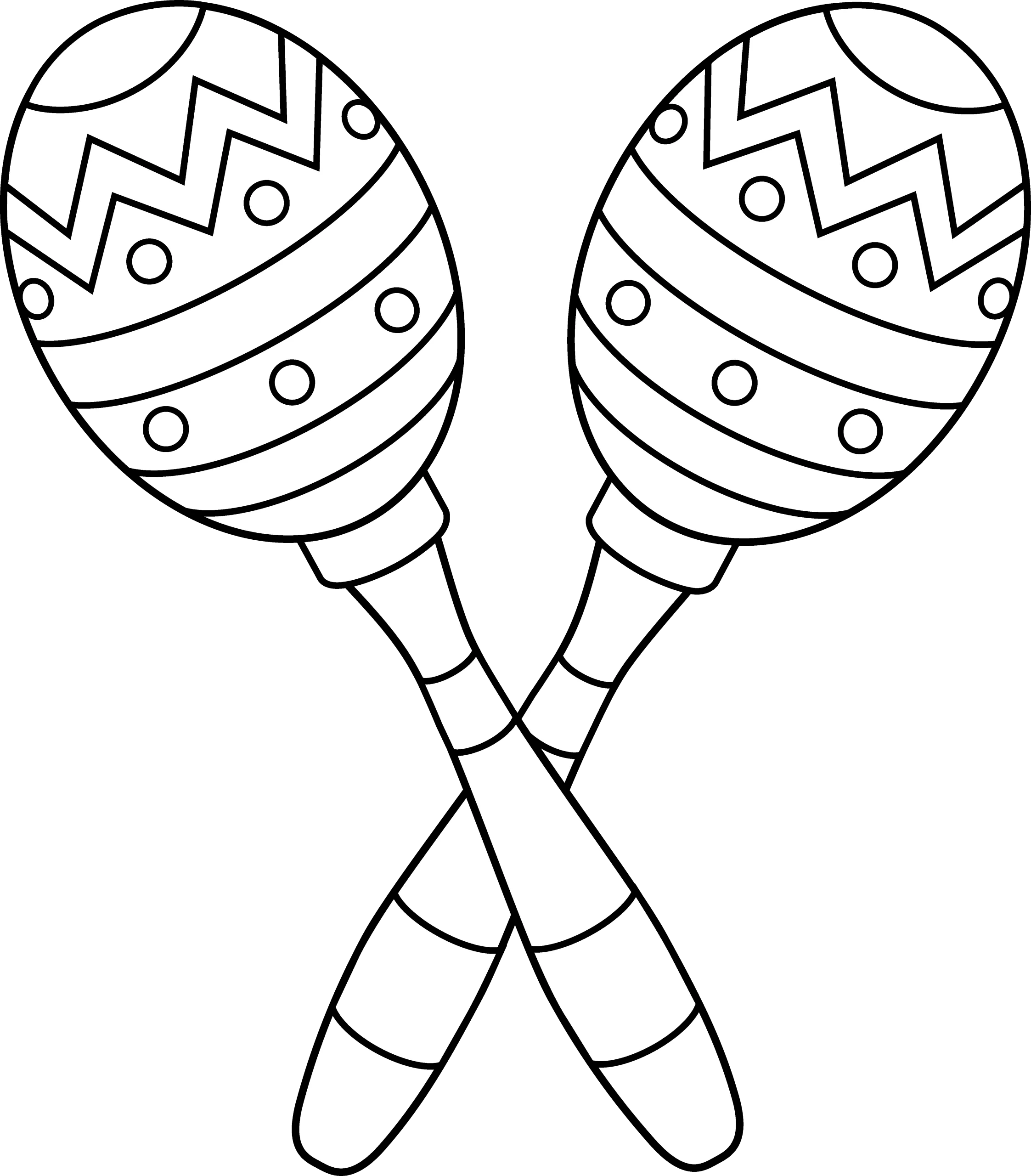 Traditional Mexican Maracas Clipart - Festive Musical Instruments Line Art Design