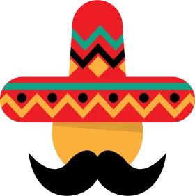 Traditional Mexican Sombrero and Mustache Cinco de Mayo Festive Clipart Design