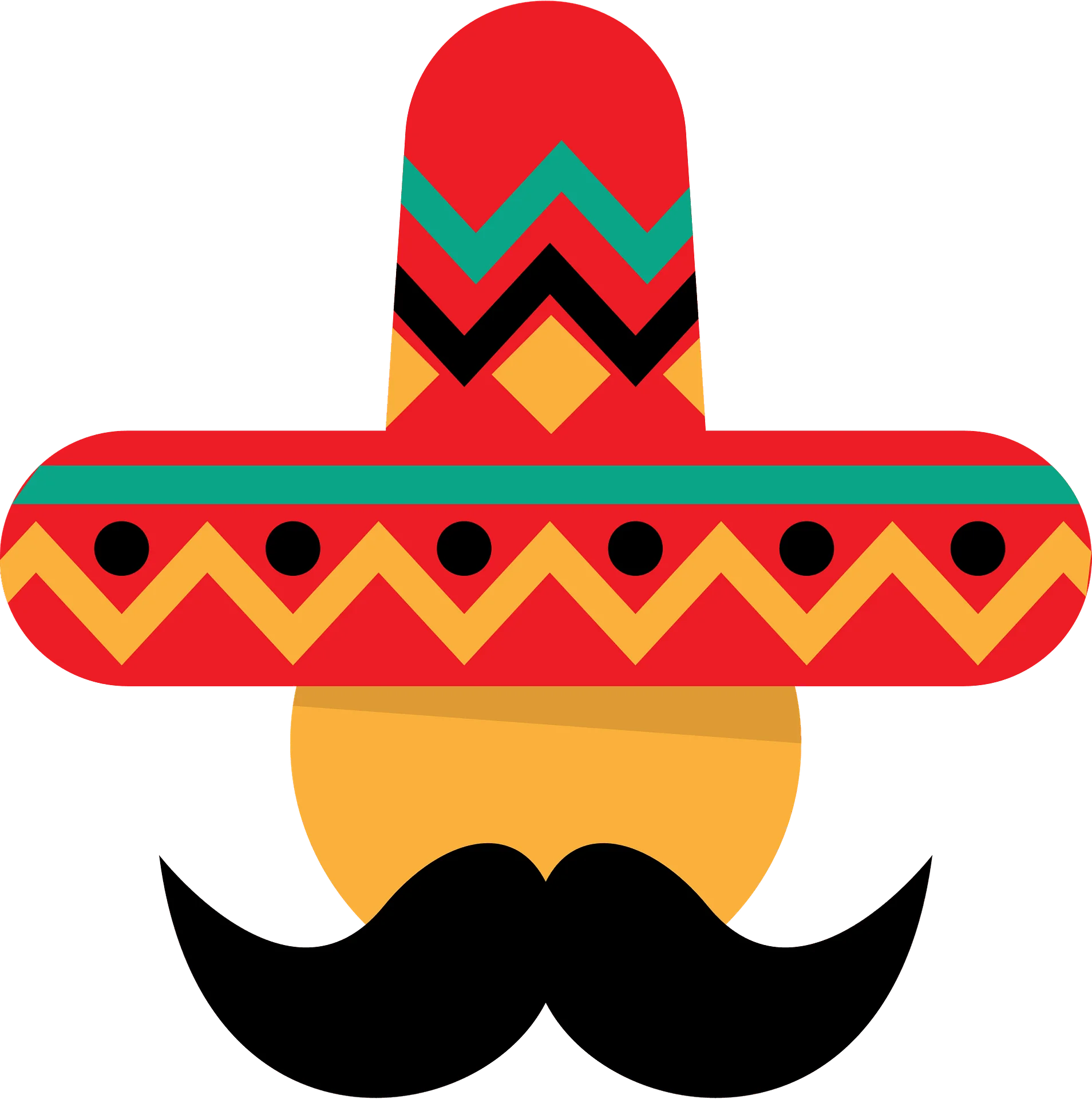 Traditional Mexican Sombrero and Mustache Cinco de Mayo Festive Clipart Design