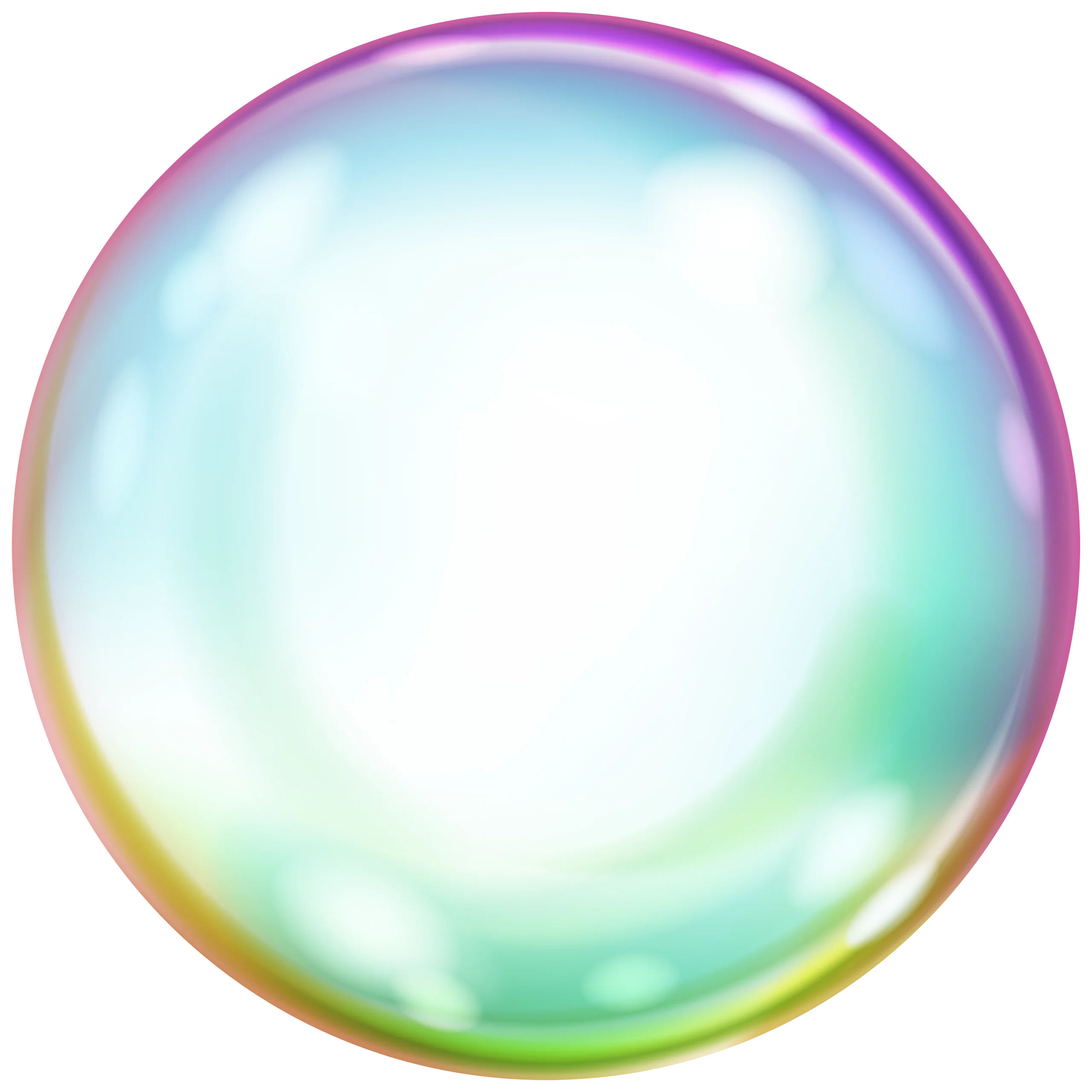 Translucent Iridescent Soap Bubble Clipart with Soft Rainbow Gradient