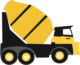 Yellow and Black Construction Cement Mixer Truck Clipart Illustration