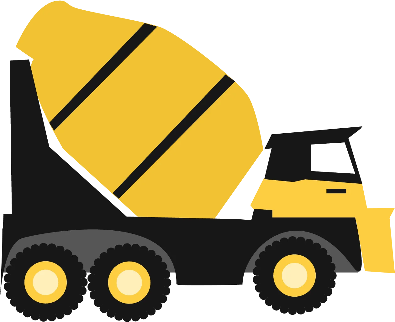 Yellow and Black Construction Cement Mixer Truck Clipart Illustration