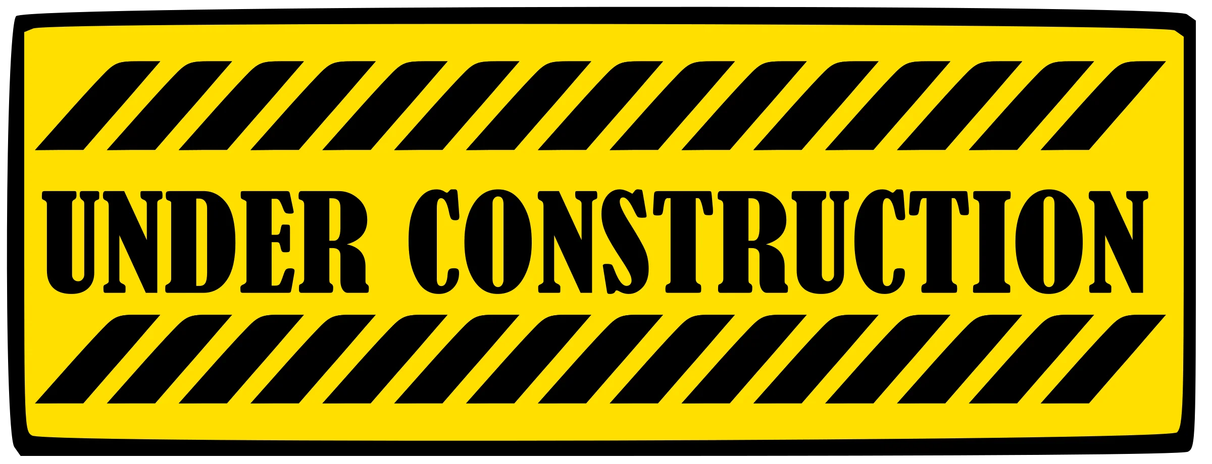 Yellow and Black Striped Under Construction Warning Clipart Sign Design