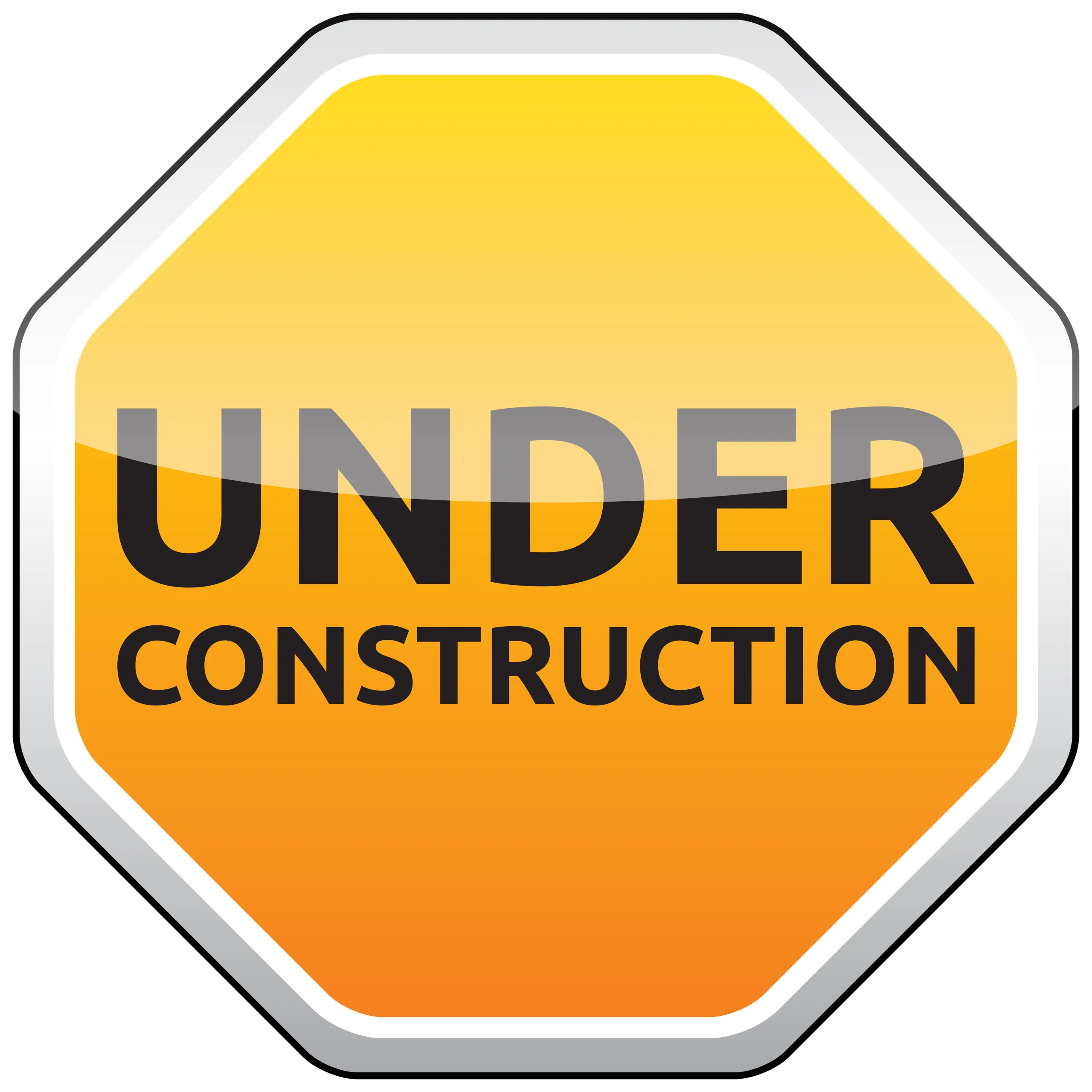 Yellow and Orange Octagonal Under Construction Clipart Sign Graphic