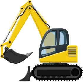 Yellow Construction Excavator Clipart: Heavy Machinery Illustration Design
