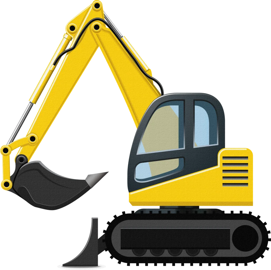 Yellow Construction Excavator Clipart: Heavy Machinery Illustration Design