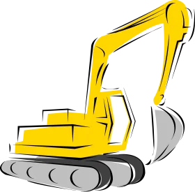 Yellow Excavator Construction Machinery Clipart Illustration Design